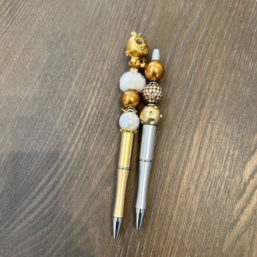 Disney Doorables Gold Olaf Frozen Set‎ Of 2 Beaded Pens with extra Refill Ink - Picture 5 of 6